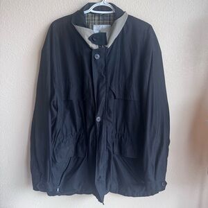 London Fog XL Waterproof Utility Jacket – Classic Black Windbreaker Vintage Coat